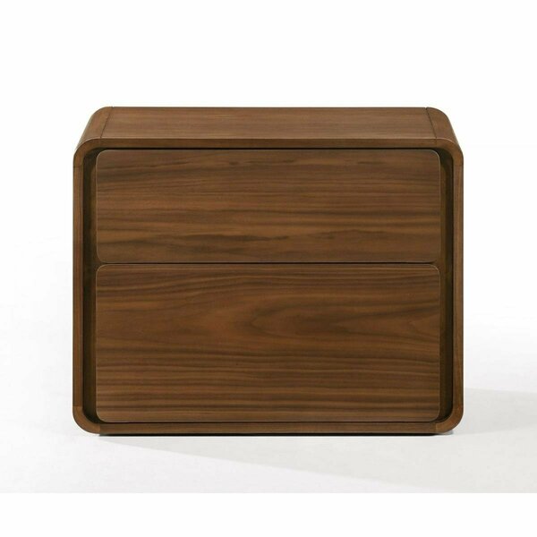 Homeroots Modern Walnut Brown Nightstand with Two Drawers 473028